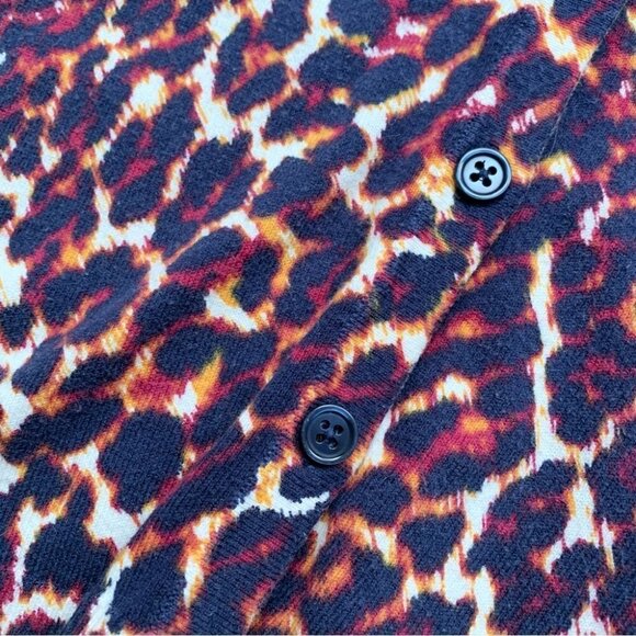 Y2K 90s 00s Merona Women’s Cardigan Sweater Cheetah Leopard Animal Print V-neck - Picture 9 of 16